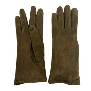 ANTONIO MUROLO ITALY Silky Soft Suede Leather Gloves Wool Lined sz 7.5 Green